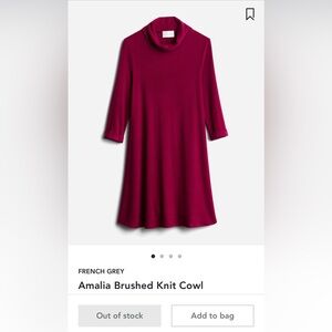 French Grey Amalia Brushed Knit Cowl Neck Dress Burgundy